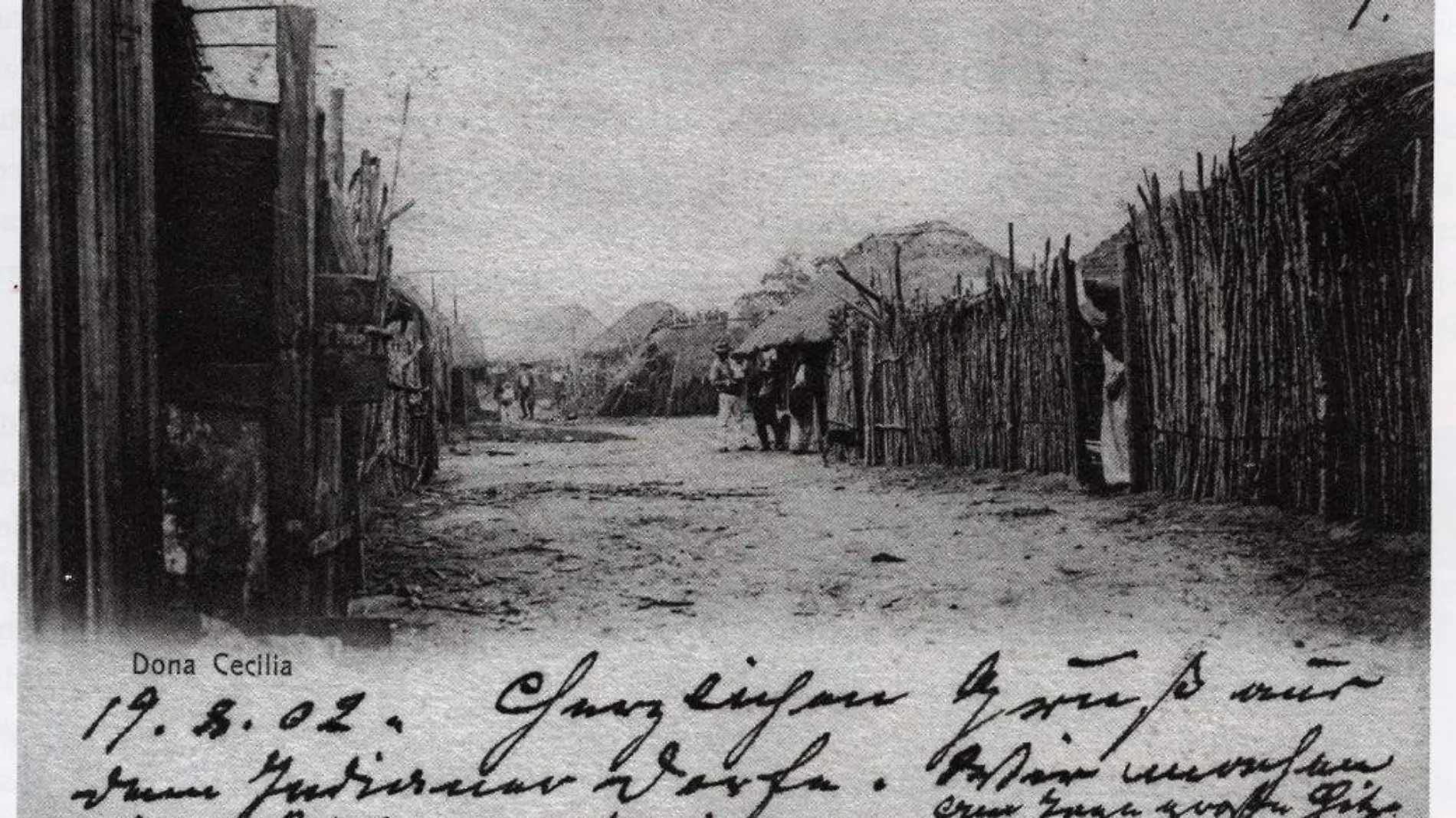 Villerío de obreros en la ranchería de Doña Cecilia en 1903